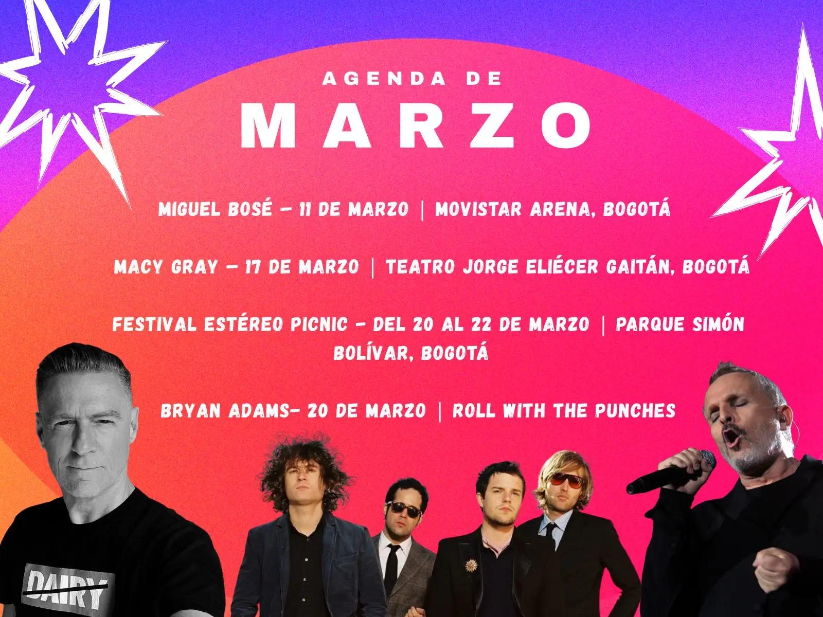 Agenda de conciertos 2026 en Colombia: los grandes artistas que llegan con La FM Plus