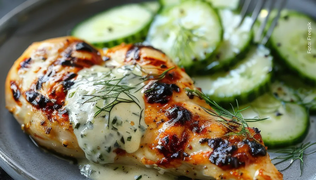 Receta pechuga de pollo en salsa de pepino y yogur
