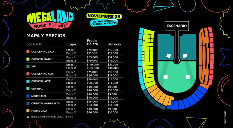 Precios de boletas para Megaland 2025