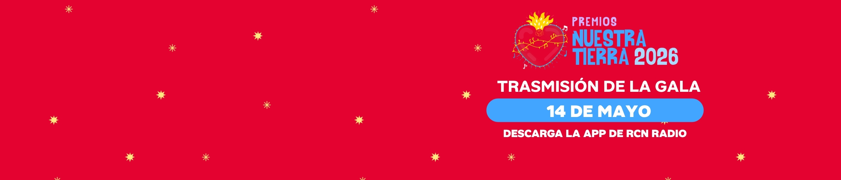 Premios Nuestra Tierra en vivo este 14 de mayo por la app de RCN Radio. No te pierdas la gala.