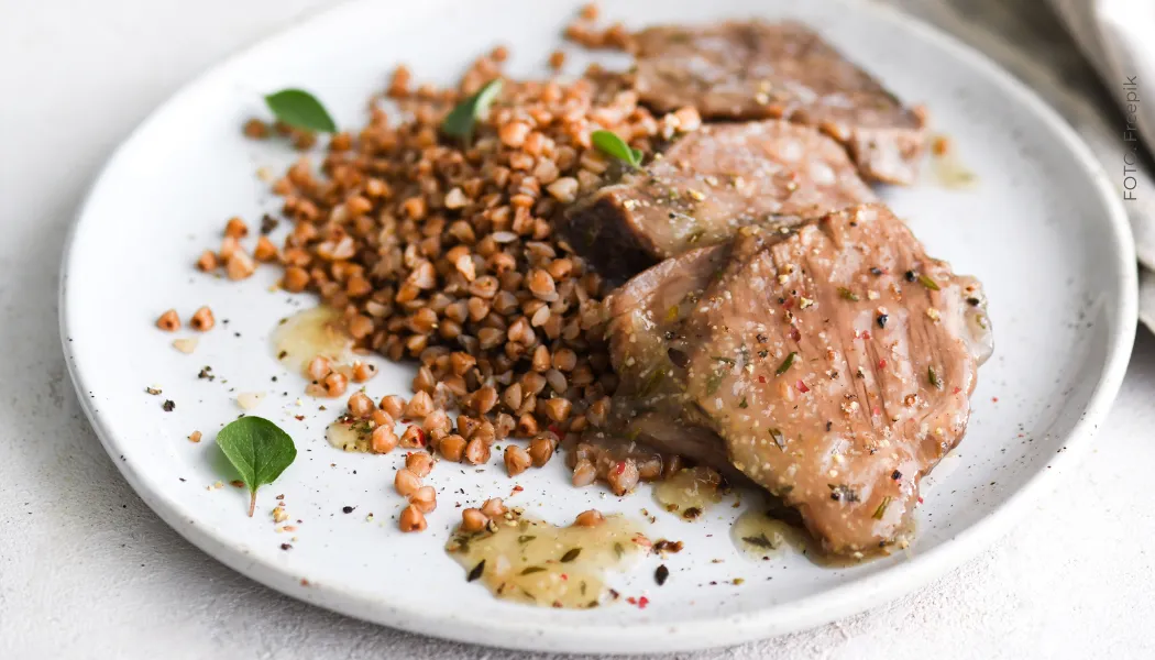 Receta quinoto parmigiano con lomo de cerdo