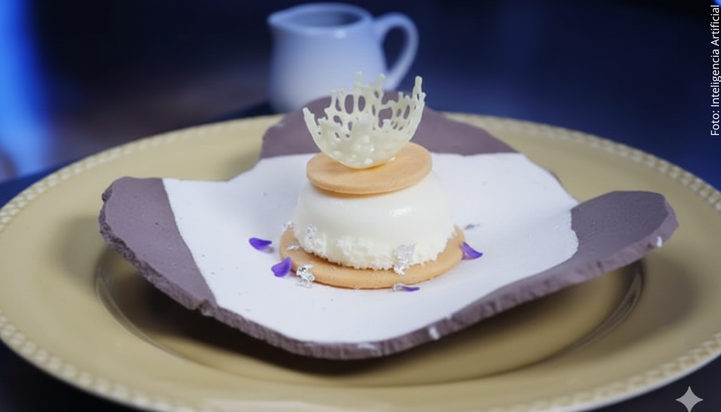 Entremet praliné con queso, café y dulce de leche