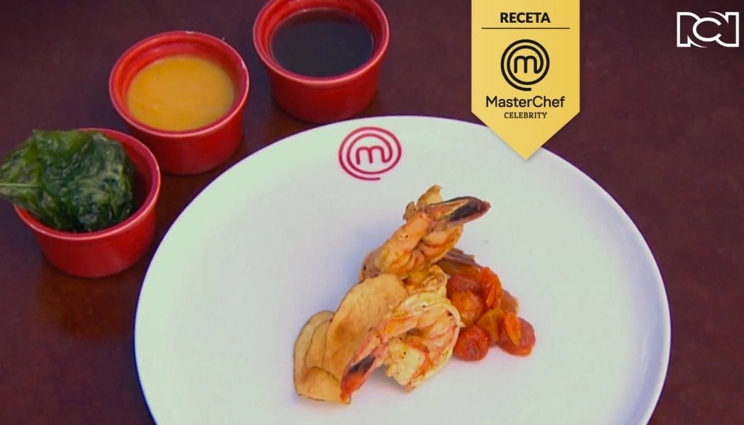 Receta langostinos con salsas, chips y postre langostinos en salsa