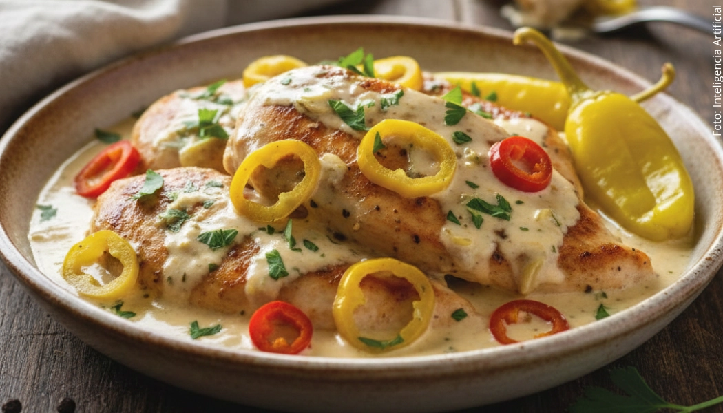 Pollo cremoso con pepperoncini